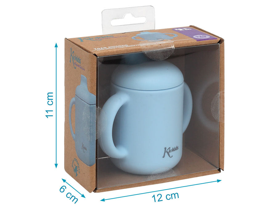 Tazza in silicone con beccuccio, rosa o azzurra, 120 ml Kiokids