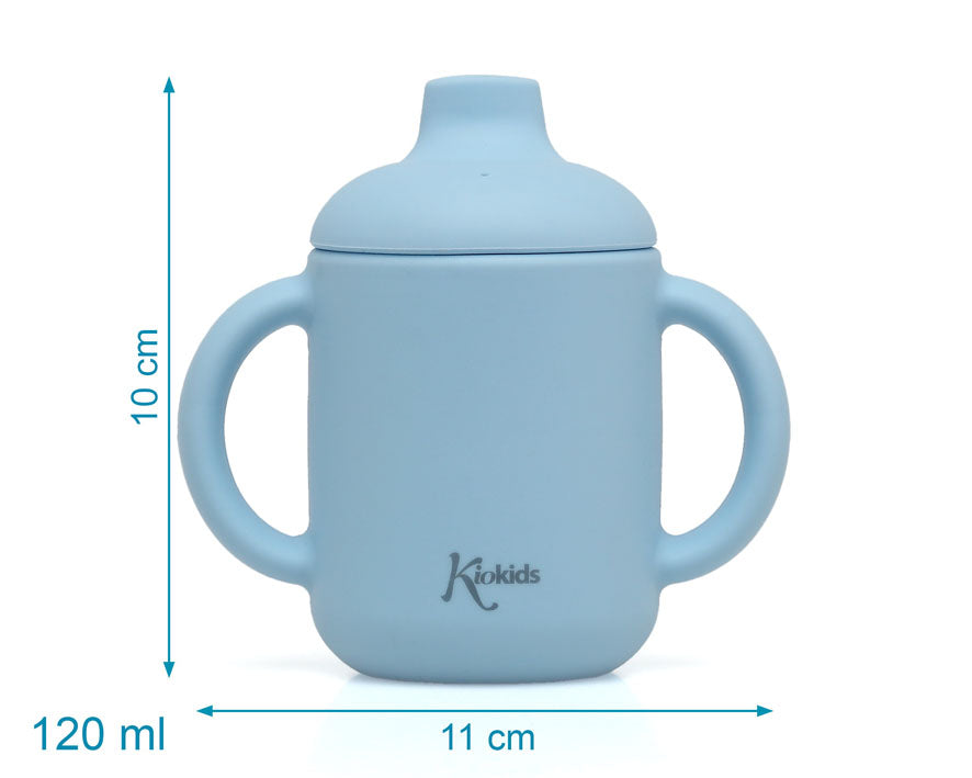 Tazza in silicone con beccuccio, rosa o azzurra, 120 ml Kiokids