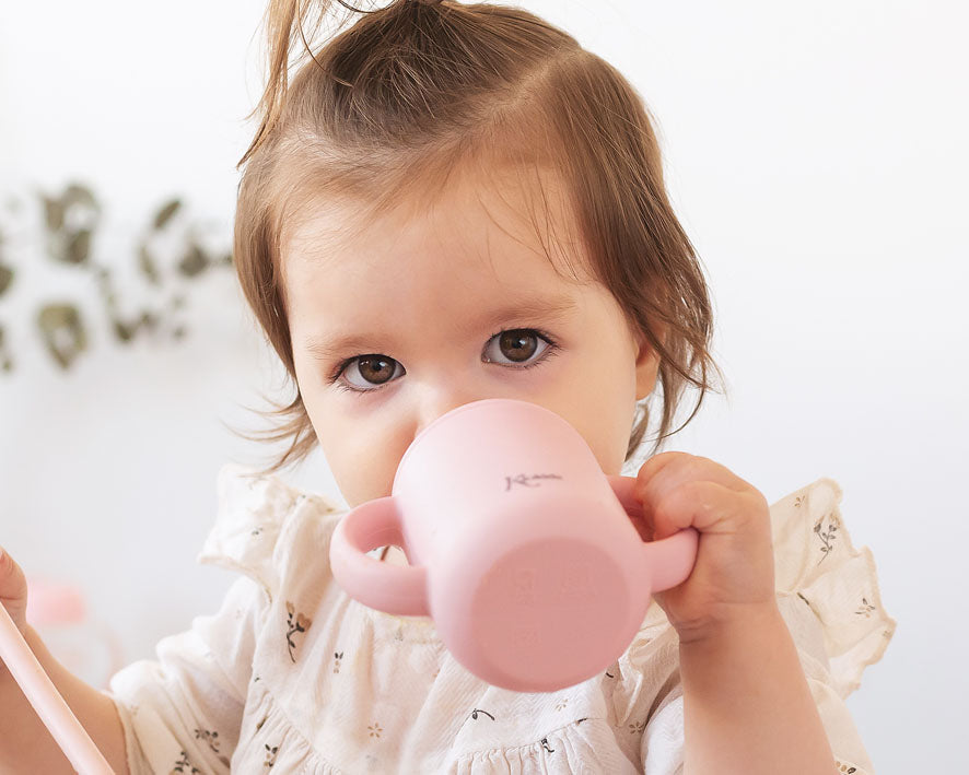 Tazza in silicone con beccuccio, rosa o azzurra, 120 ml Kiokids