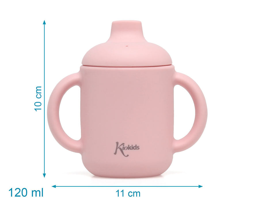Tazza in silicone con beccuccio, rosa o azzurra, 120 ml Kiokids