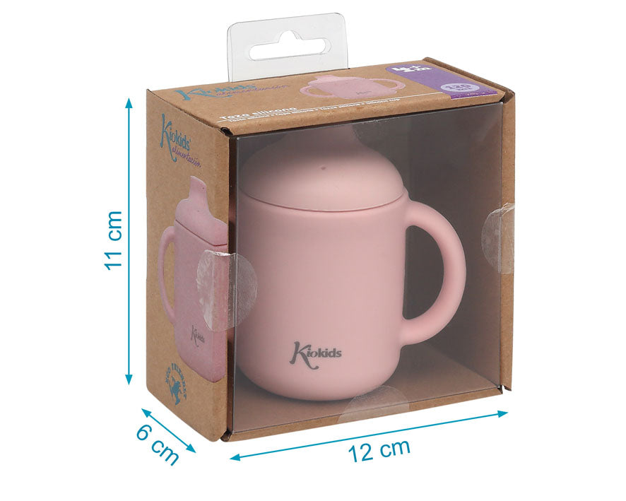Tazza in silicone con beccuccio, rosa o azzurra, 120 ml Kiokids