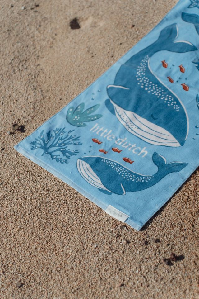 Telo mare in spugna, azzurro fantasia ocean blue, 122 x 61 cm, Beach towel, Little Dutch