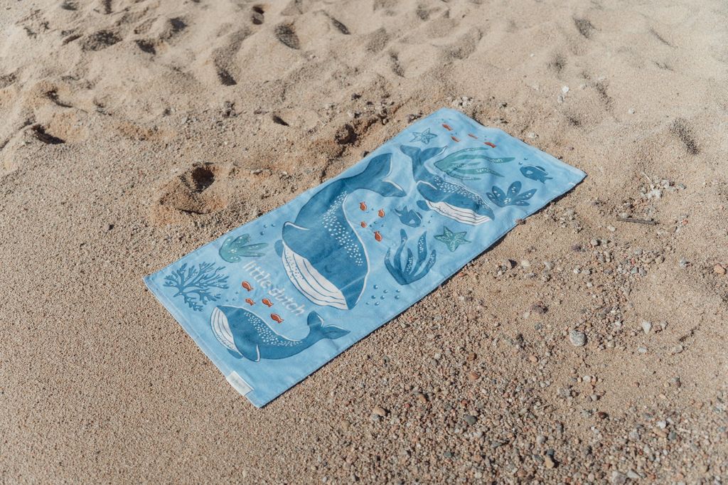 Telo mare in spugna, azzurro fantasia ocean blue, 122 x 61 cm, Beach towel, Little Dutch