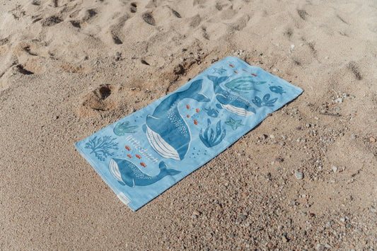 Telo mare in spugna, azzurro fantasia ocean blue, 122 x 61 cm, Beach towel, Little Dutch