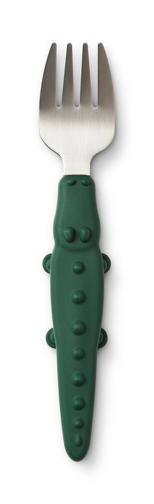 forchetta con manico coccodrillo verde 