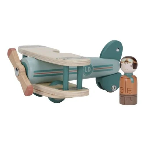 Aeroplano con personaggio in legno, Toy Airplane, Little Dutch
