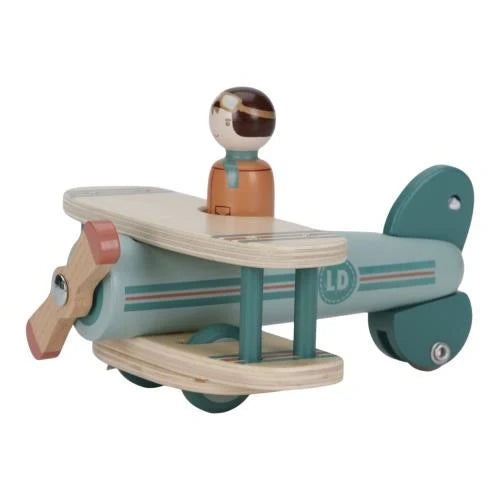 Aeroplano con personaggio in legno, Toy Airplane, Little Dutch