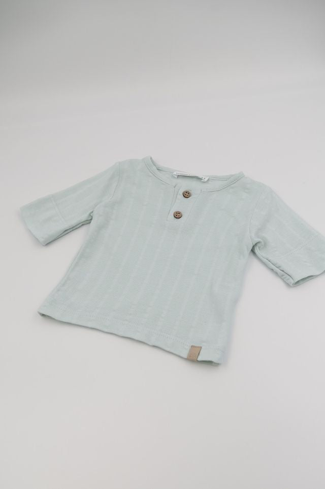 T-Shirt a maniche corte apertura polo con bottoni, BLU BLUSH, con maniche corte, in fibra di bambù e cotone, Bamboom