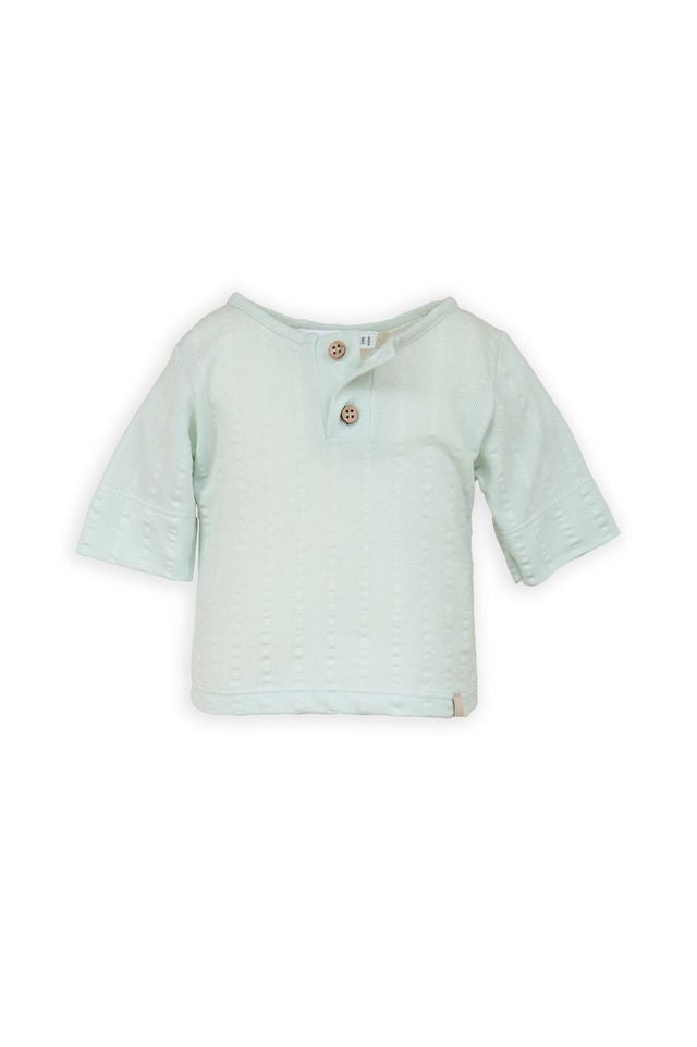 T-Shirt a maniche corte apertura polo con bottoni, BLU BLUSH, con maniche corte, in fibra di bambù e cotone, Bamboom