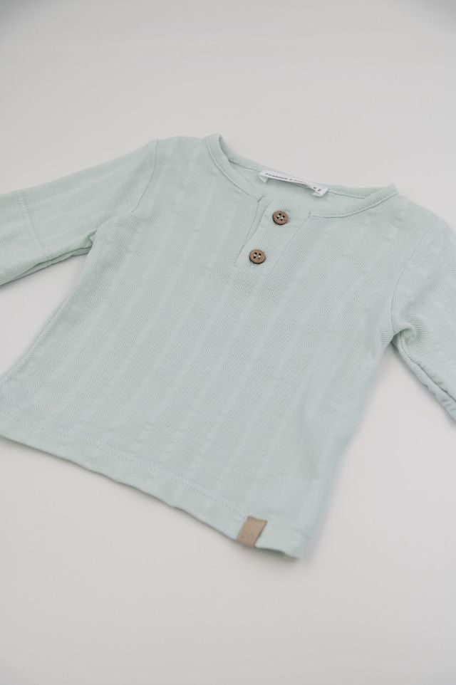 T-Shirt a maniche corte apertura polo con bottoni, BLU BLUSH, con maniche corte, in fibra di bambù e cotone, Bamboom