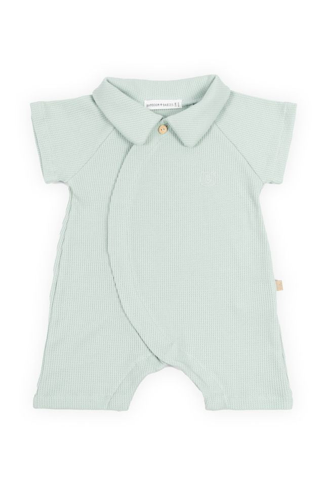 Tuta estiva, OCEAN BLU, con colletto e chiusura a kimono, in fibra di bambù e cotone,  Bamboom