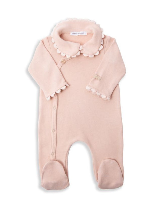 Tutina colletto con piedi, WARM PINK, con collo e maniche rifiniti con pizzetto, maniche lunghe, Bamboom