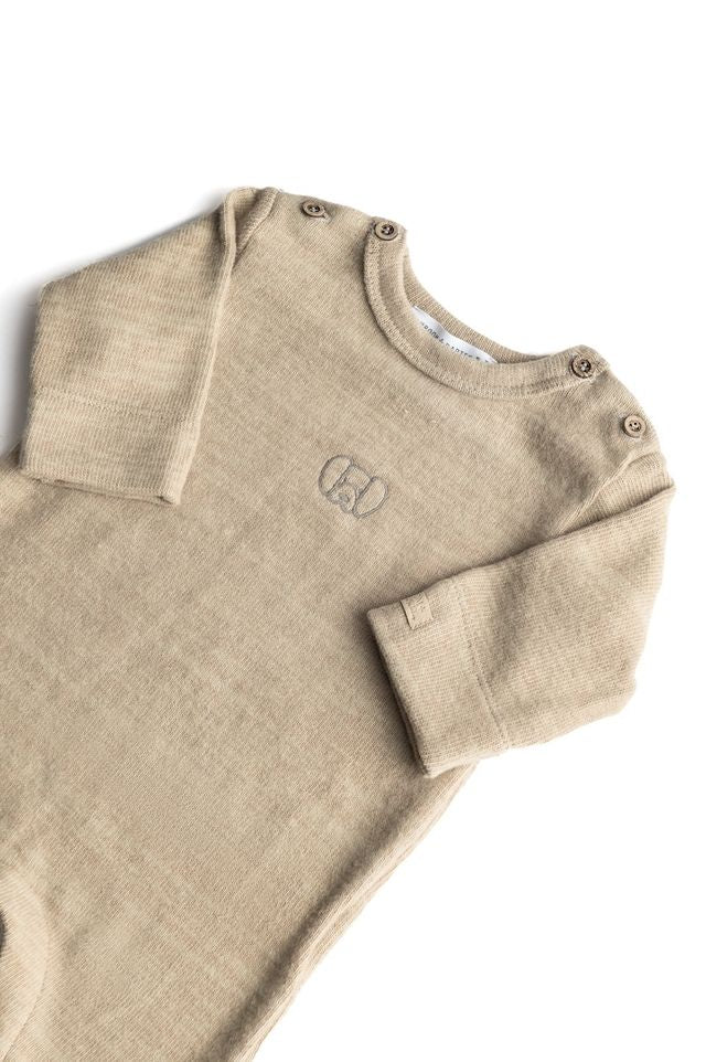 Tutina con ricamo, SAND, con collo tondo, maniche lunghe, Bamboom