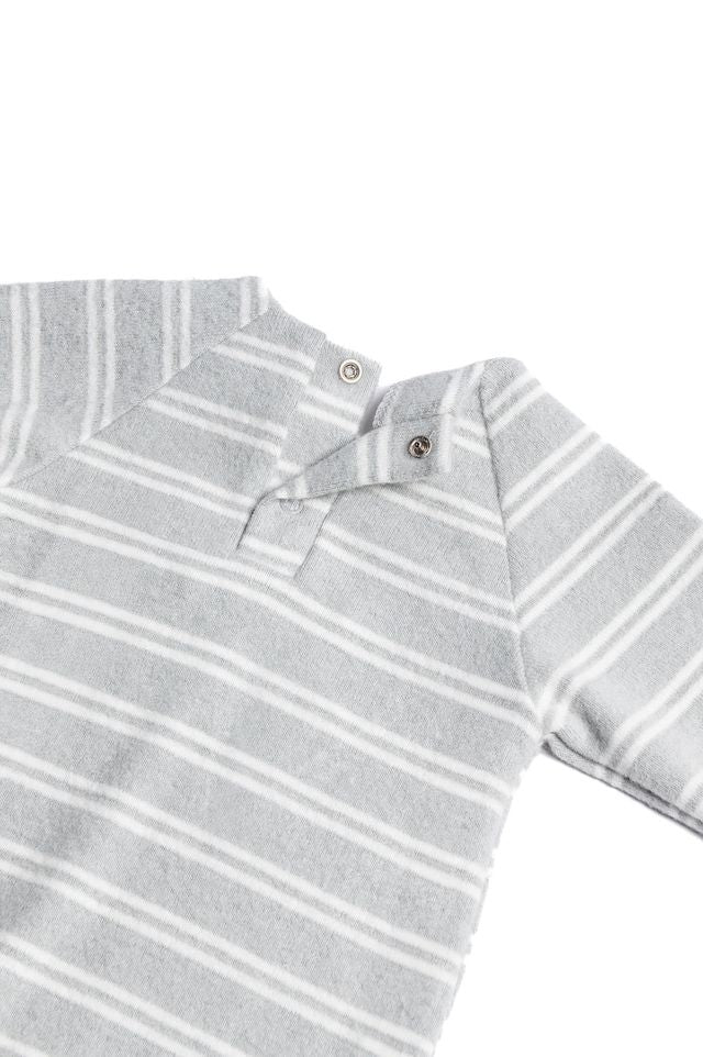Tutina con tasca frontale ACQUA con piedini con collo tondo e maniche lunghe, in viscosa di bambù Bamboom