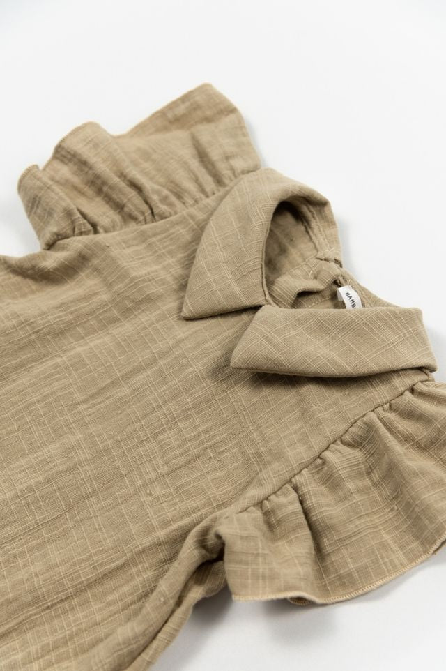 Vestito in lino Look, MUSTARD, 100% cotone,  Bamboom