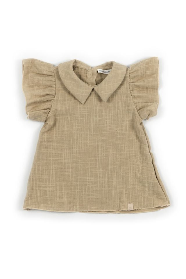 Vestito in lino Look, MUSTARD, 100% cotone,  Bamboom