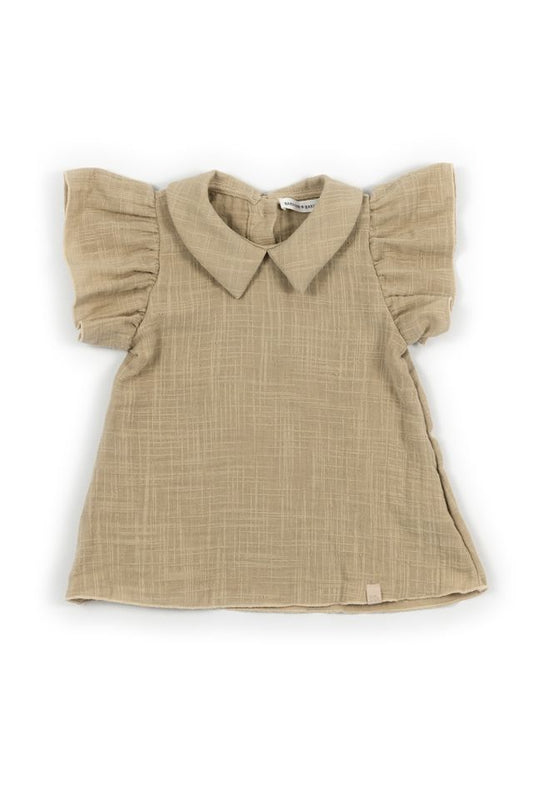 Vestito in lino Look, MUSTARD, 100% cotone,  Bamboom