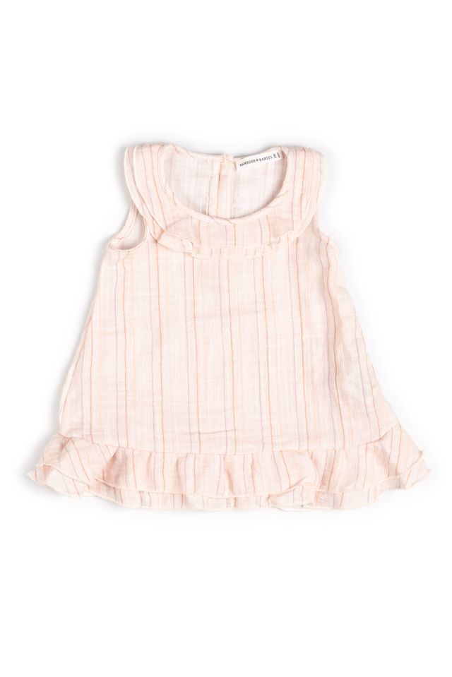Vestito smanicato rosa a righe STRIPE PINK, 100% Cotone,  Bamboom