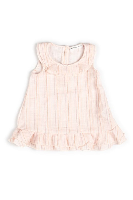 Vestito smanicato rosa a righe STRIPE PINK, 100% Cotone,  Bamboom