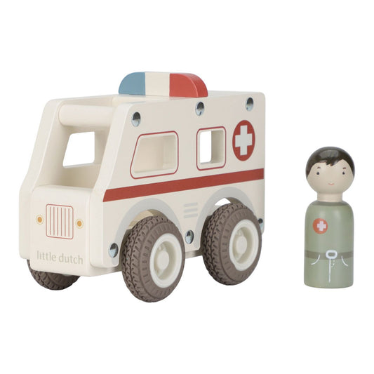 Ambulanza con personaggio in legno, Little Dutch