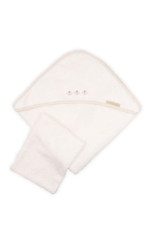 Asciugamano neonato con cappuccio e guanto da bagno, Bamboom