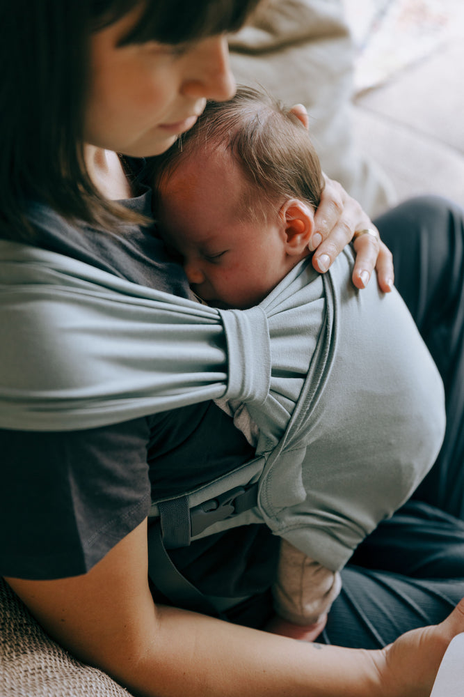 Marsupio portabebe per neonati Boba Bliss, Sea Mist – Pisoli e Pannoli