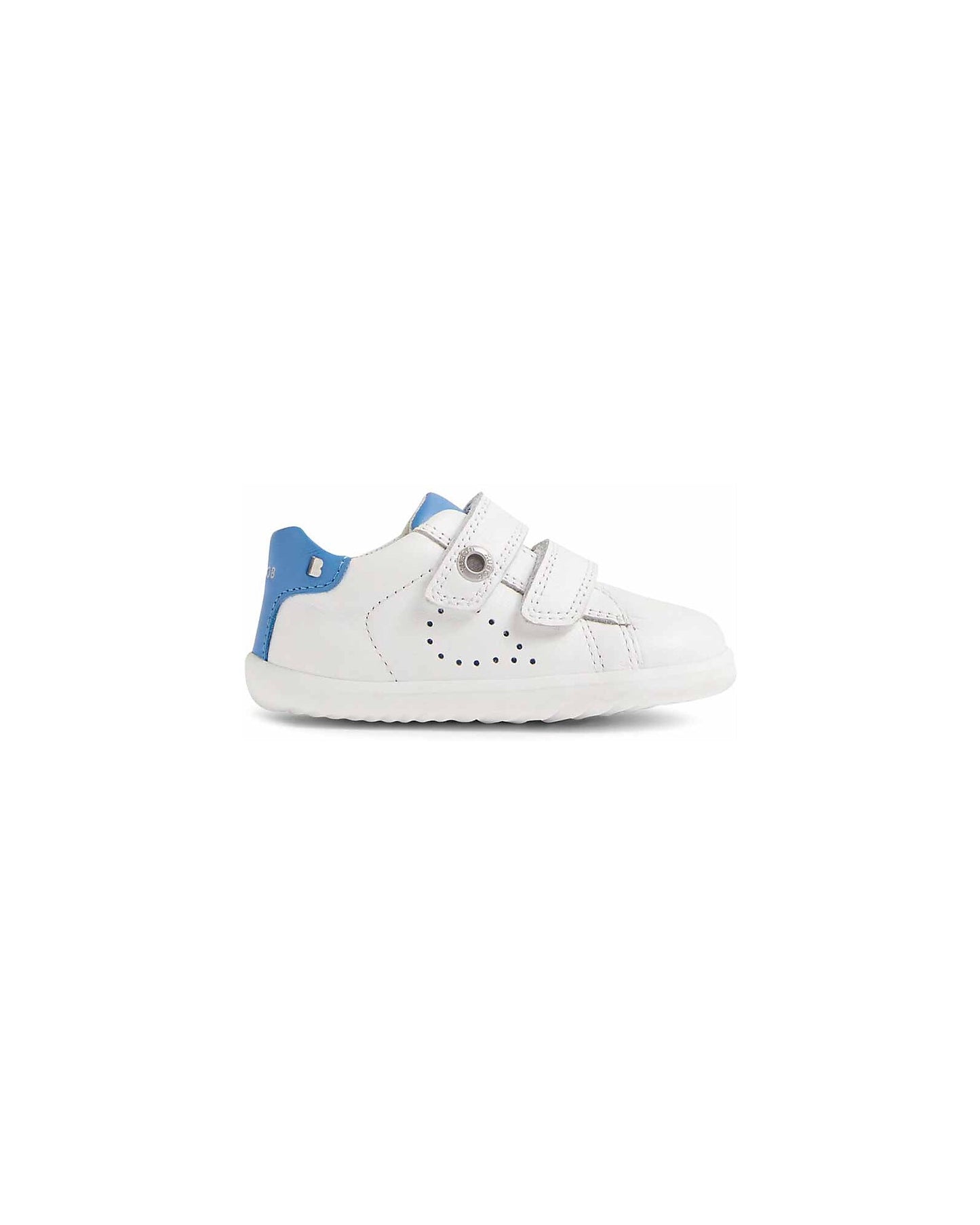 scarpa bianca con tallone azzurro e due strap