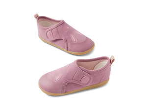 scarpine in cotone con suola in gomma con faccetta del coniglietto davanti, con strappo, colore lilla
