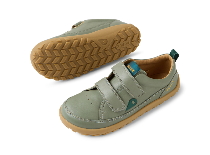 Bobux Step Up ALPHA DOWN scarpe in pelle BAREFOOT primi passi, colore vetiver