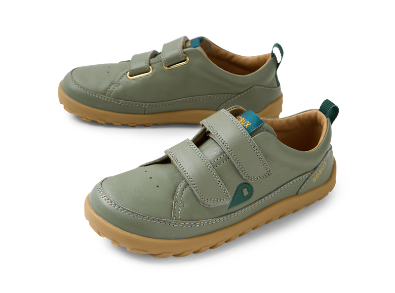 Bobux Step Up ALPHA DOWN scarpe in pelle BAREFOOT primi passi, colore vetiver