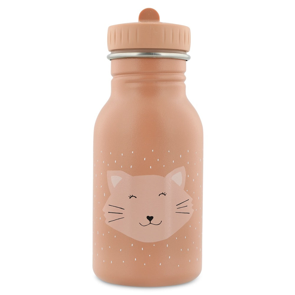 borraccia toni del rosa con animaletto gatto e tappo in plastica con beccuccio
