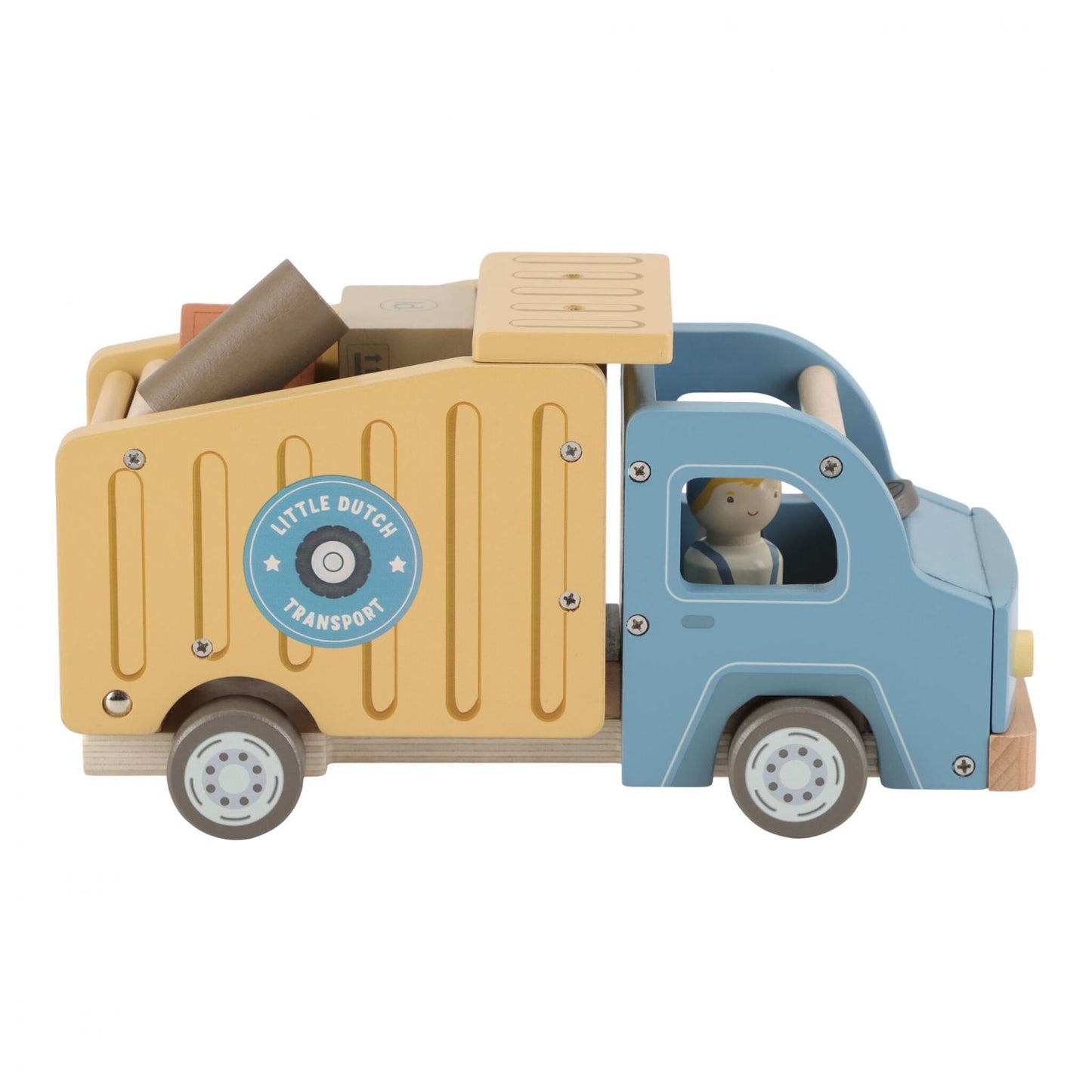 Truck, Camion della spazzatura in legno con personaggi,  Dump Truck, Little Dutch