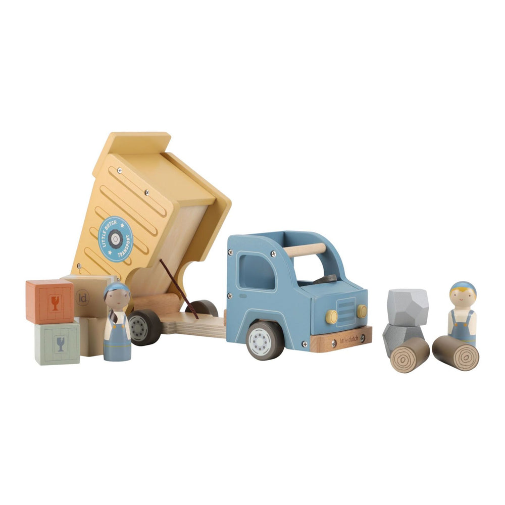 Camion della spazzatura in legno con personaggi, Little Dutch