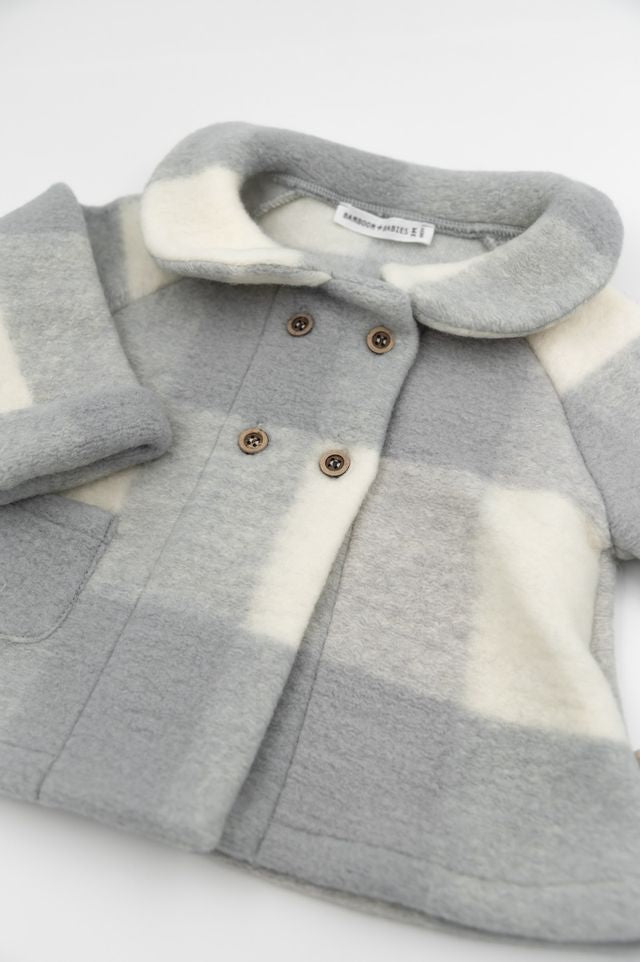 Cappotto per bimba in lana cotta, colore grigio, Bamboom