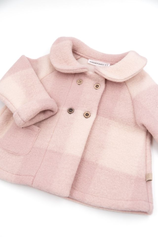 Cappotto per bimba in lana cotta, colore ROSA, Bamboom