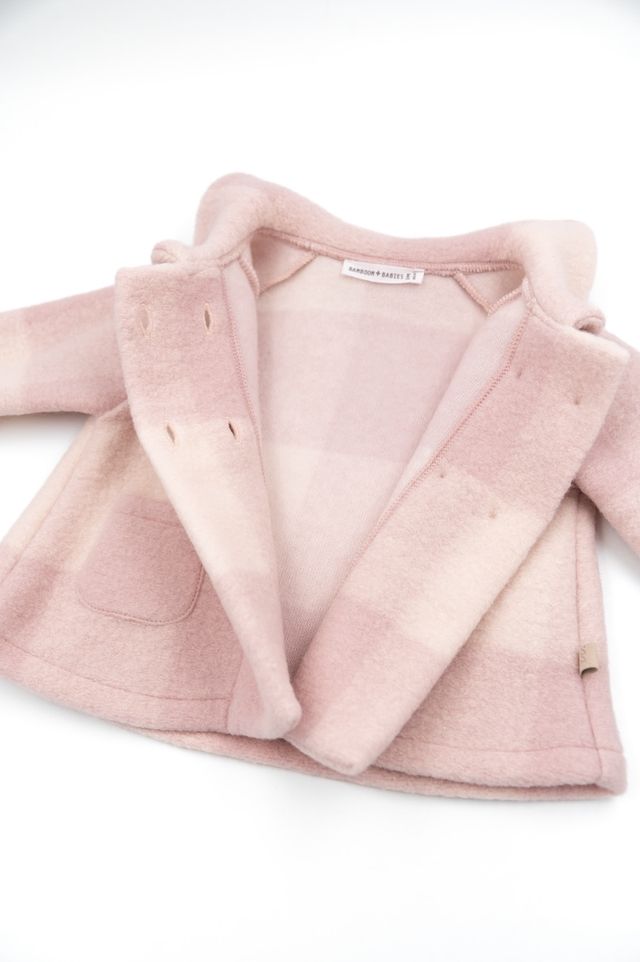 Cappotto per bimba in lana cotta, colore ROSA, Bamboom