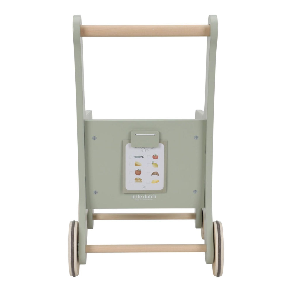 retro del carrello con clip per la lista della spesa