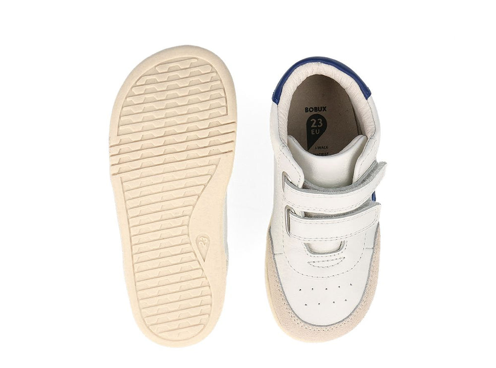 Bobux I Walk Champ HIGH STIVALETTO bianche con inserto BLU