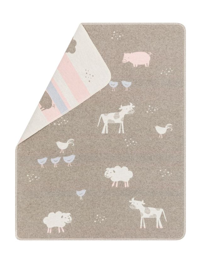 coperta base marrone e animali della fattoria colori tenui