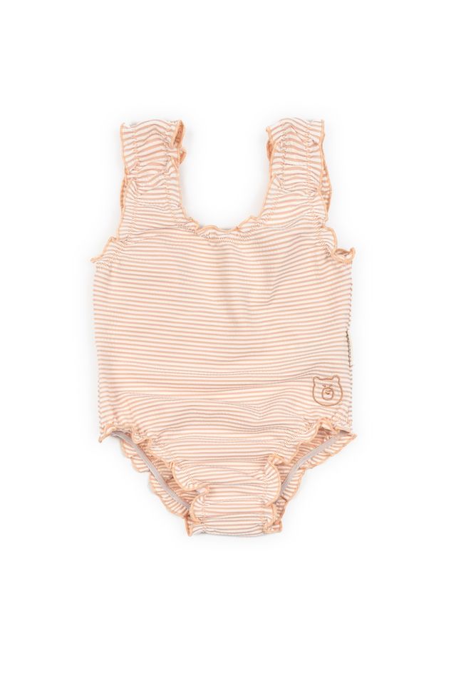 Costume da bagno bimba intero UV50+, fantasia PINK STRIPES BEAR, Bamboom
