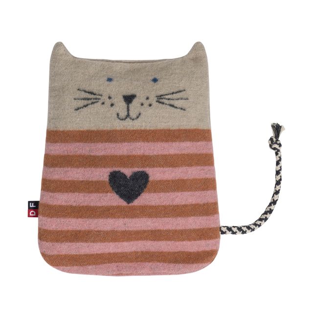 Cuscino termico in cotone 25 x 20 x 4 cm, con semi di spelta, fantasia gattina, Fussenegger