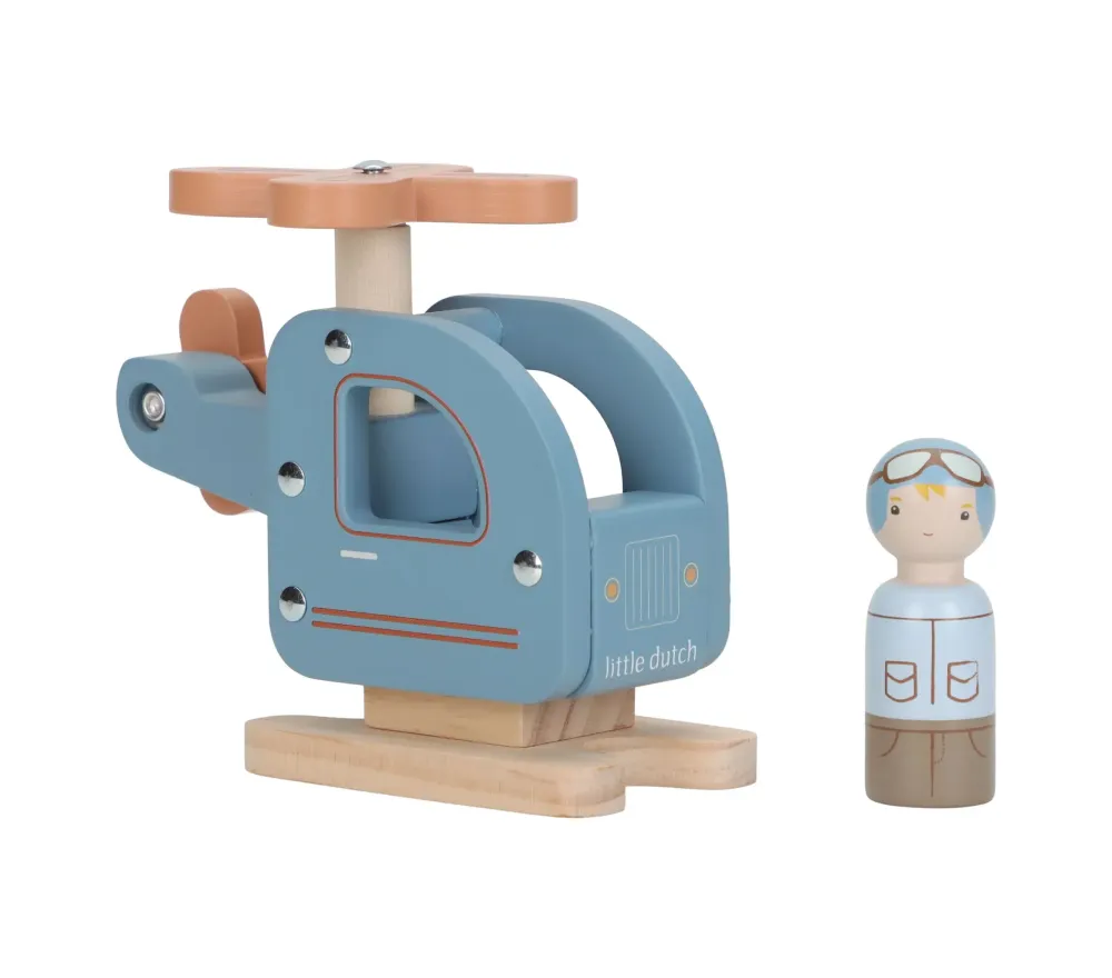 Elicottero con personaggio in legno,Helicopter, Little Dutch