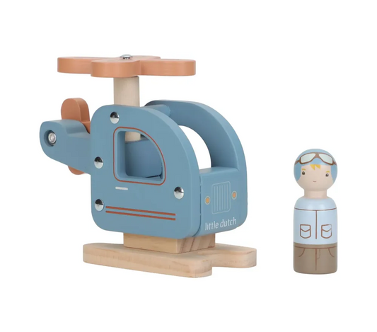 Elicottero con personaggio in legno,Helicopter, Little Dutch