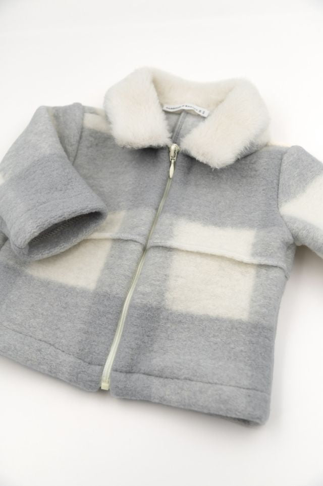 Giacca per bimbo in lana cotta e alpaka, colore GRIGIO, Bamboom