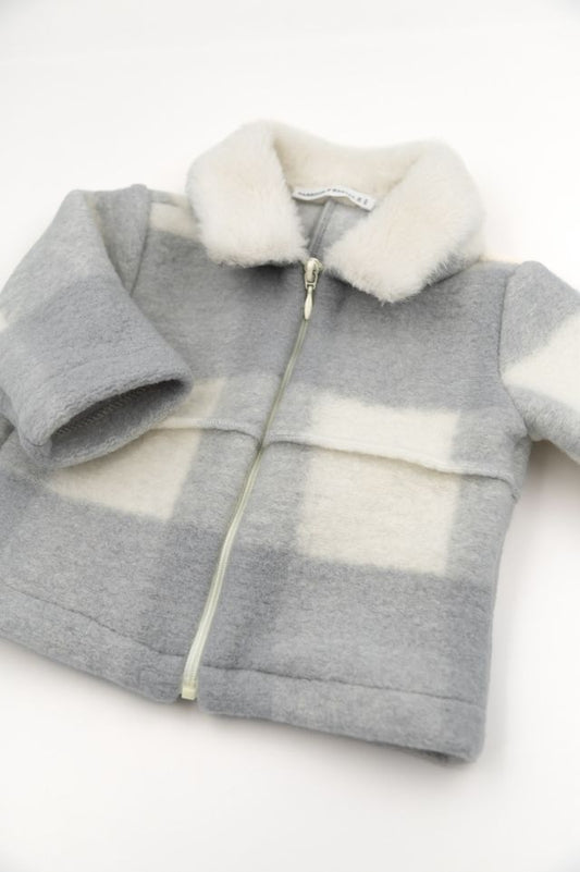 Giacca per bimbo in lana cotta e alpaka, colore GRIGIO, Bamboom