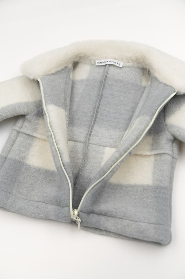 Giacca per bimbo in lana cotta e alpaka, colore GRIGIO, Bamboom