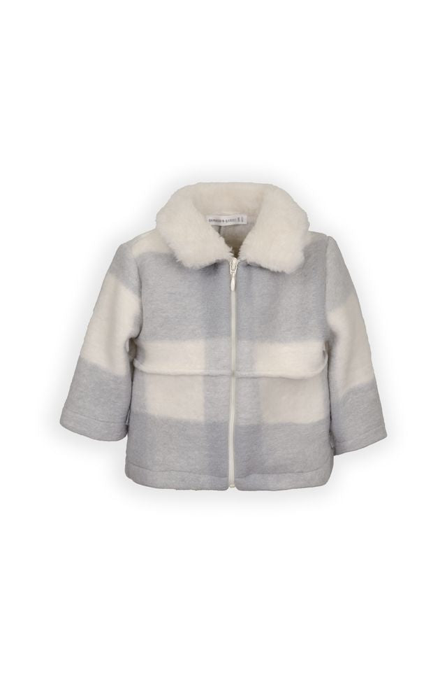 Giacca per bimbo in lana cotta e alpaka, colore GRIGIO, Bamboom