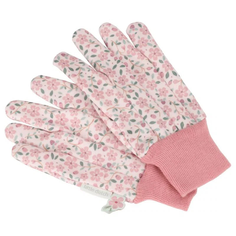 Guanti da giardinaggio da bambini, fantasia rosa con fiorellini Little Dutch