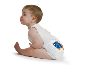 Body neonato senza manica, taglia unica 0-36 mesi, J Bimbi -Summer Collection Sealife -Pesce blu