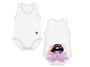 Body neonato senza manica, taglia unica 0-36 mesi, J Bimbi -Summer Collection Baby Pirates - Piovra